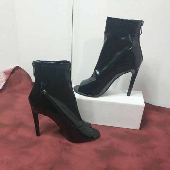 Cape Robbin Corina-5 Open Toe SZ 6.5 Sexy High Heels Black Patent - Picture 2 of 11